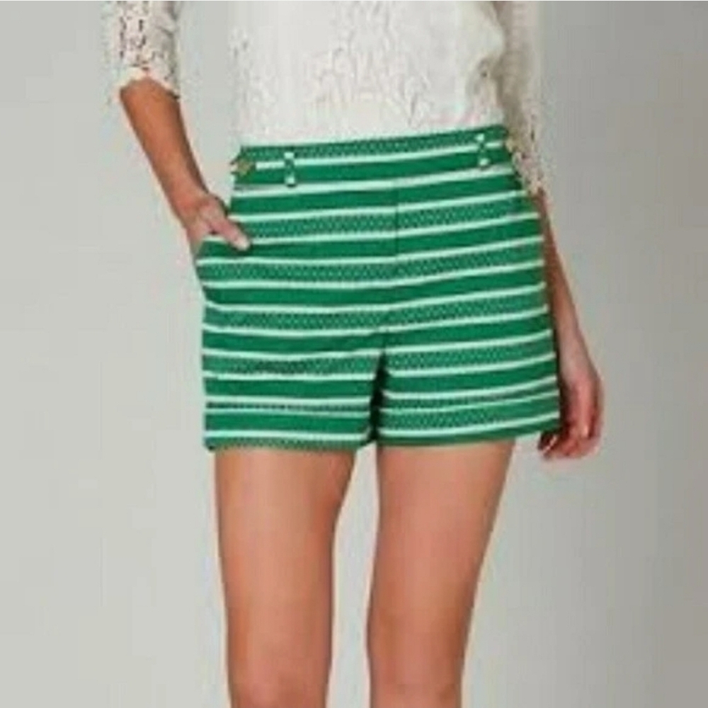 Anthropologie Green Striped Women's Shorts